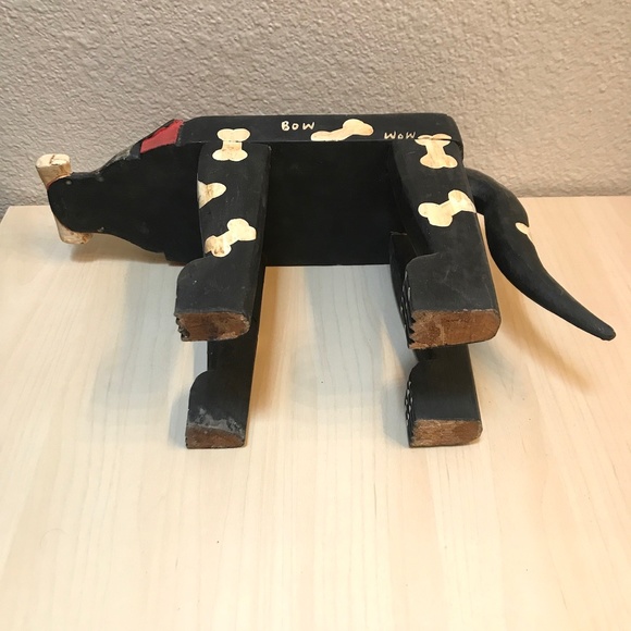 Indonesian Folk Art Carved Wooden Dog Stool. Handmade. Age Unknown.Rare. - Picture 7 of 8